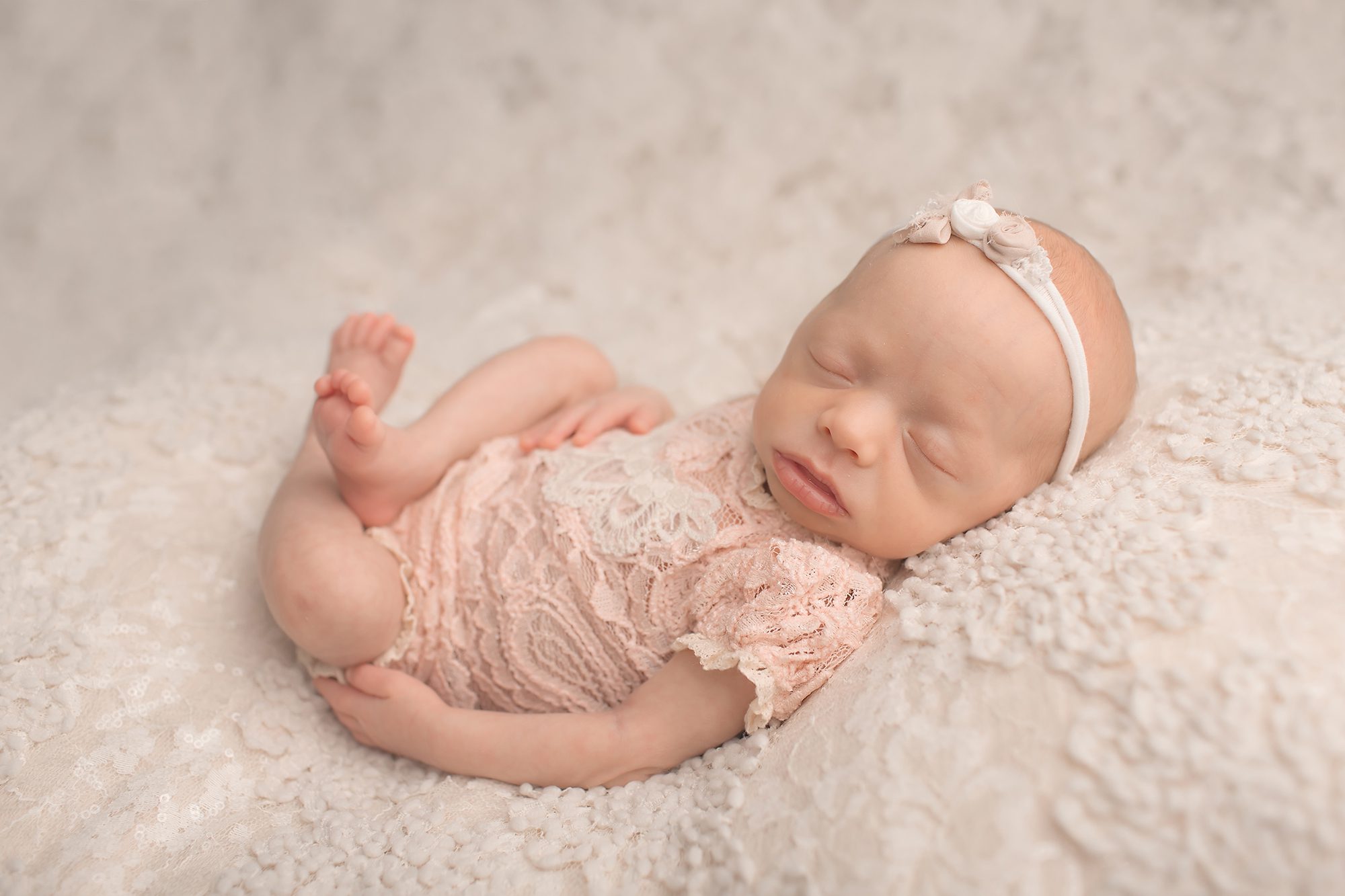 newborn girl in pink lace newborn photography