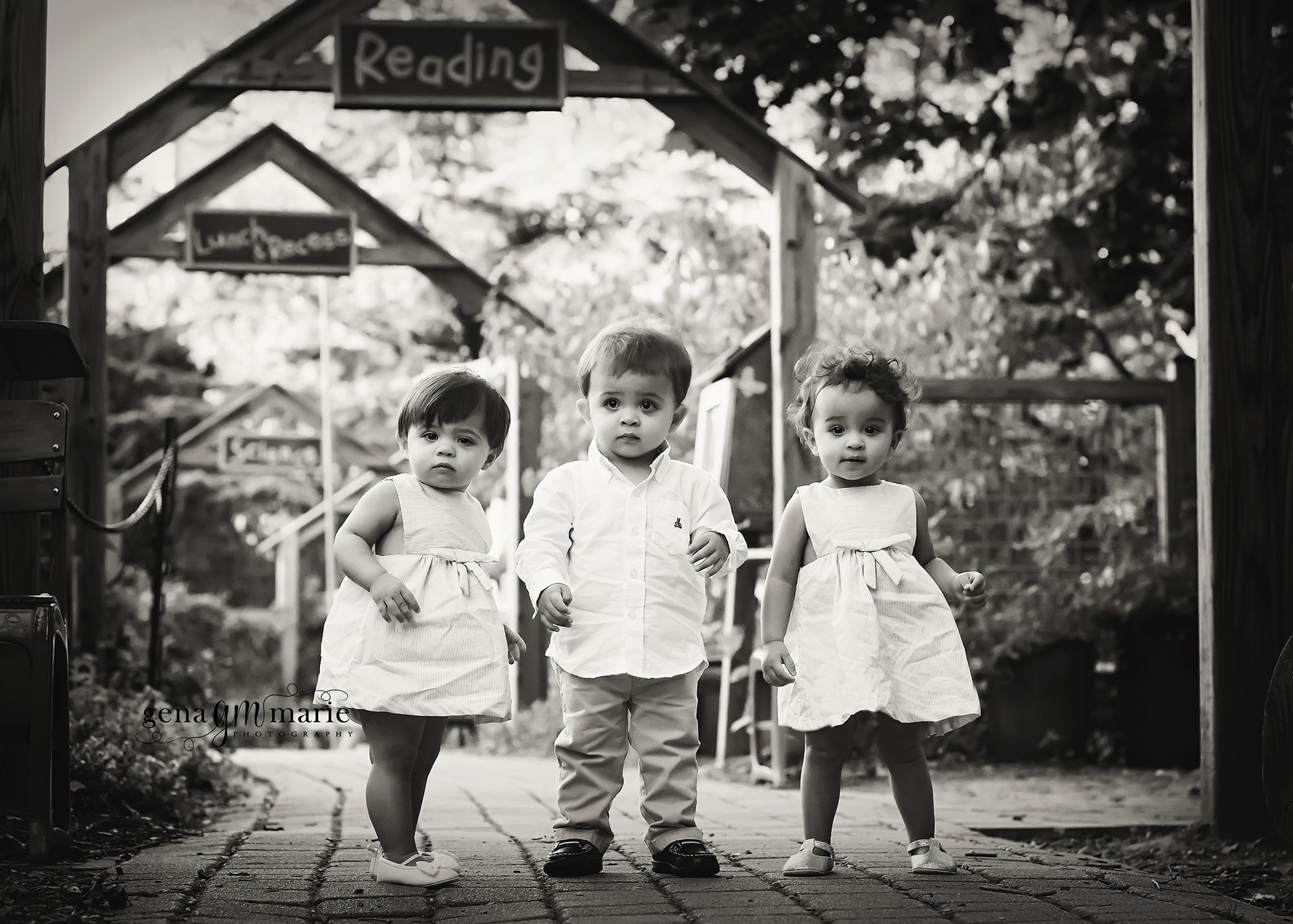 1 year old triplets - photography