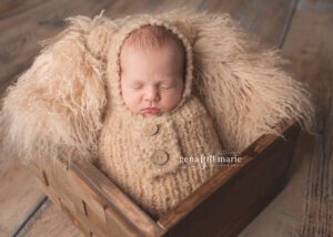 sleeping baby in bear suit